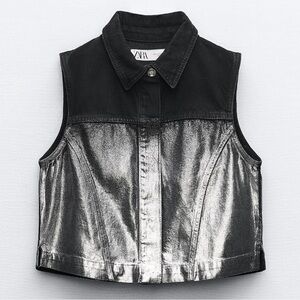 Zara Black and Silver Vest